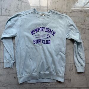 LoveShackFancy Light Blue Sweatshirt with Purple Print